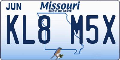 MO license plate KL8M5X
