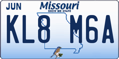 MO license plate KL8M6A