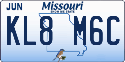 MO license plate KL8M6C
