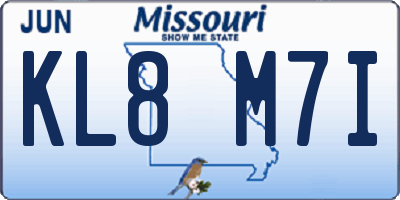 MO license plate KL8M7I