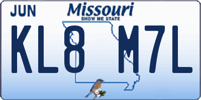 MO license plate KL8M7L