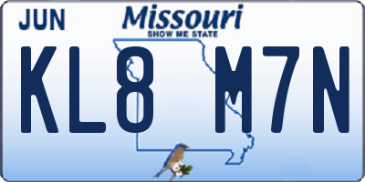 MO license plate KL8M7N