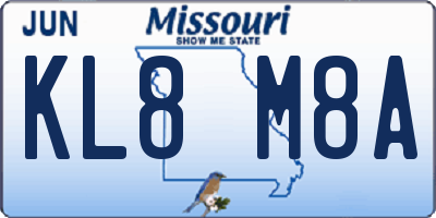 MO license plate KL8M8A