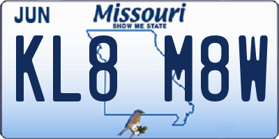 MO license plate KL8M8W