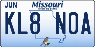 MO license plate KL8N0A