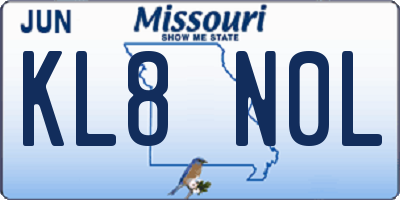 MO license plate KL8N0L