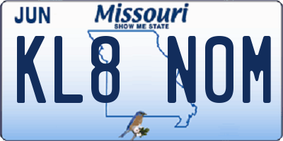 MO license plate KL8N0M