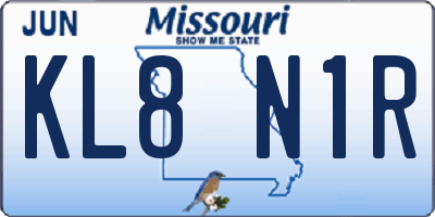 MO license plate KL8N1R