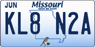 MO license plate KL8N2A