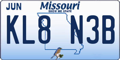 MO license plate KL8N3B