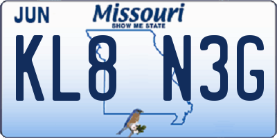 MO license plate KL8N3G