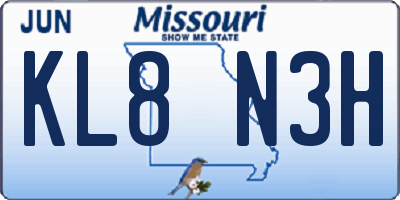 MO license plate KL8N3H