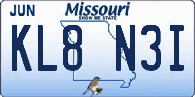 MO license plate KL8N3I