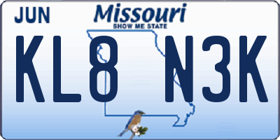 MO license plate KL8N3K