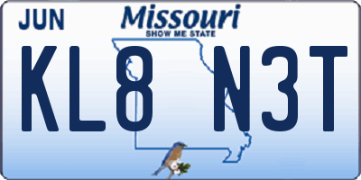 MO license plate KL8N3T