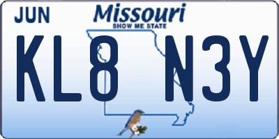 MO license plate KL8N3Y