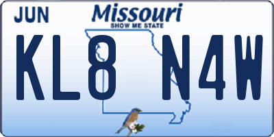 MO license plate KL8N4W