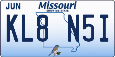 MO license plate KL8N5I