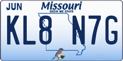 MO license plate KL8N7G