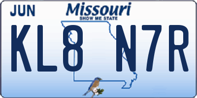 MO license plate KL8N7R