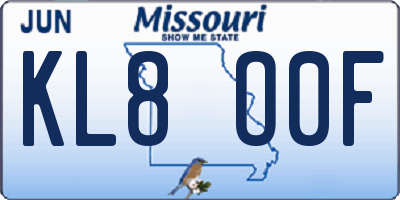 MO license plate KL8O0F