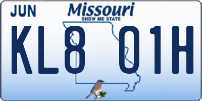 MO license plate KL8O1H