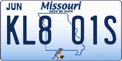 MO license plate KL8O1S