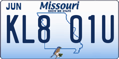 MO license plate KL8O1U