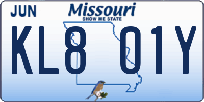 MO license plate KL8O1Y