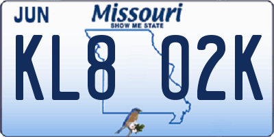 MO license plate KL8O2K