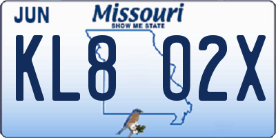 MO license plate KL8O2X