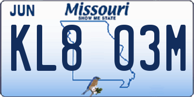 MO license plate KL8O3M