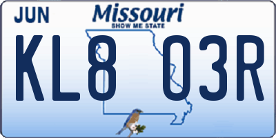 MO license plate KL8O3R
