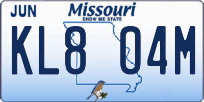 MO license plate KL8O4M