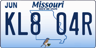 MO license plate KL8O4R