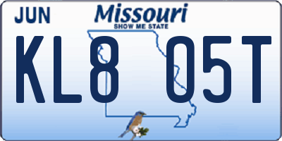 MO license plate KL8O5T