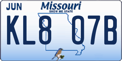 MO license plate KL8O7B
