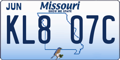 MO license plate KL8O7C