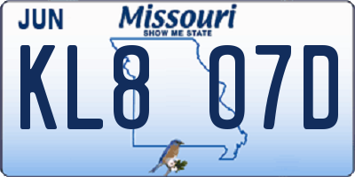 MO license plate KL8O7D