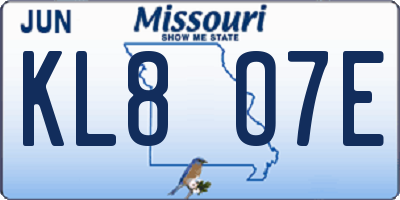 MO license plate KL8O7E