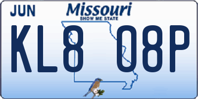 MO license plate KL8O8P