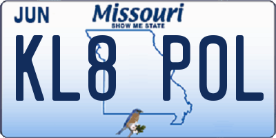 MO license plate KL8P0L