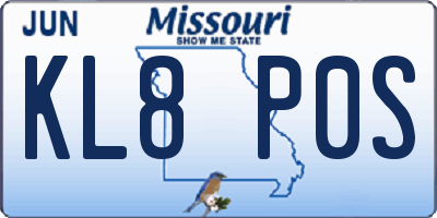 MO license plate KL8P0S