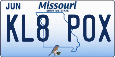MO license plate KL8P0X