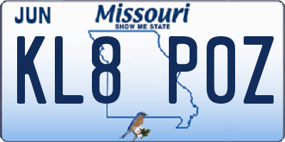 MO license plate KL8P0Z