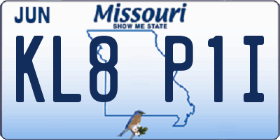 MO license plate KL8P1I
