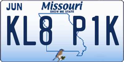 MO license plate KL8P1K