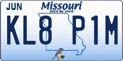 MO license plate KL8P1M