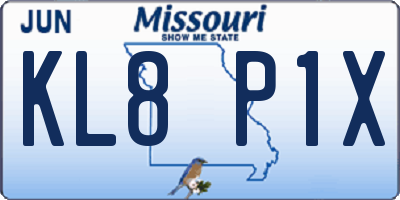 MO license plate KL8P1X