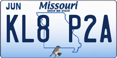 MO license plate KL8P2A